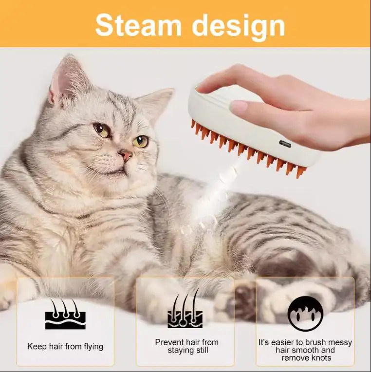 3-in-1 Cat Steam Brush Hot Sell Για τα κατοικίδια ζώα Φροντίδα Νερό Σπρέι Αποτρίχωση Φως Καθαρισμός